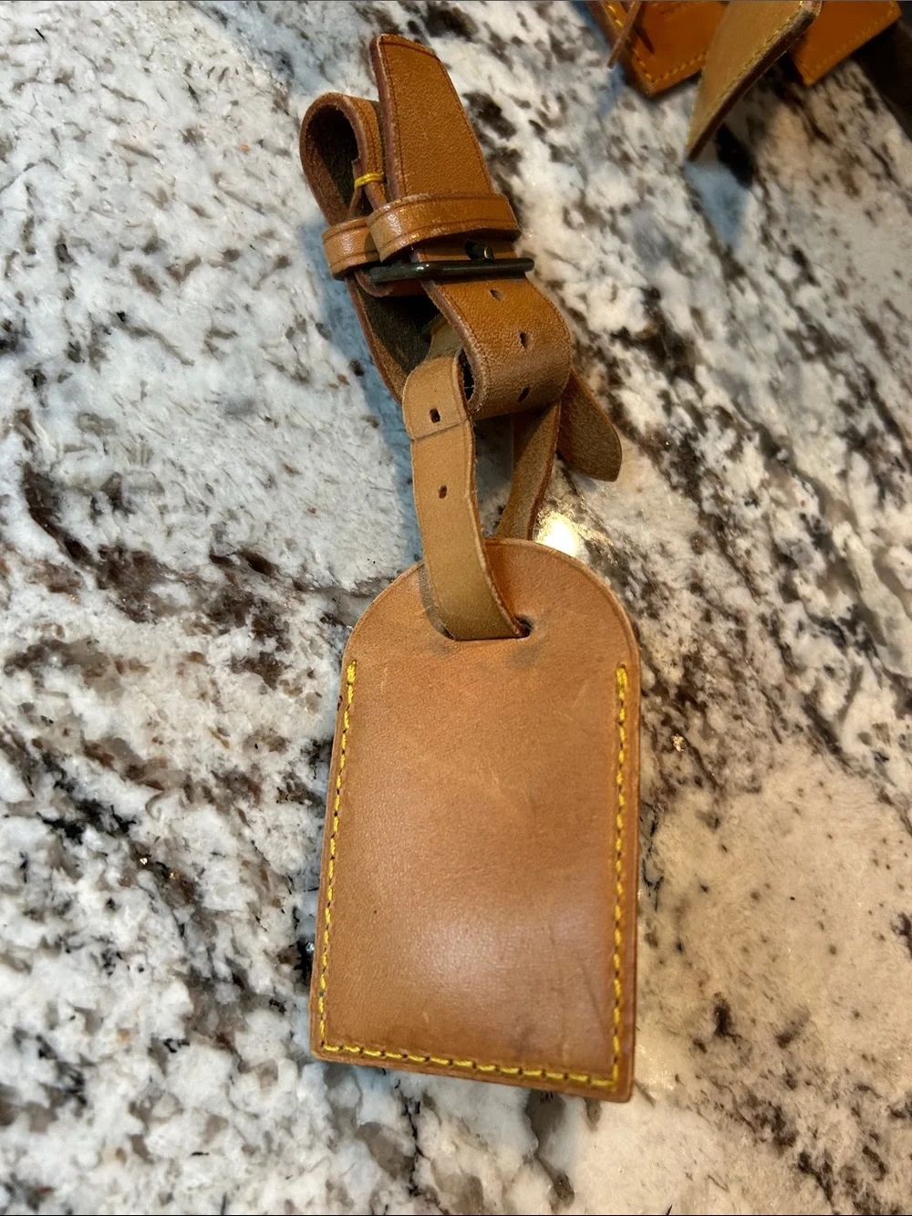 Louis Vuitton Brown Leather Luggage Tag with Strap
